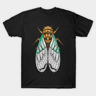 Cicada Flowers Insect Bug Tattoo Entomology T-Shirt